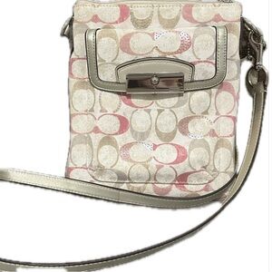 Coach Beige and Pink Sequin Crossbody Bag